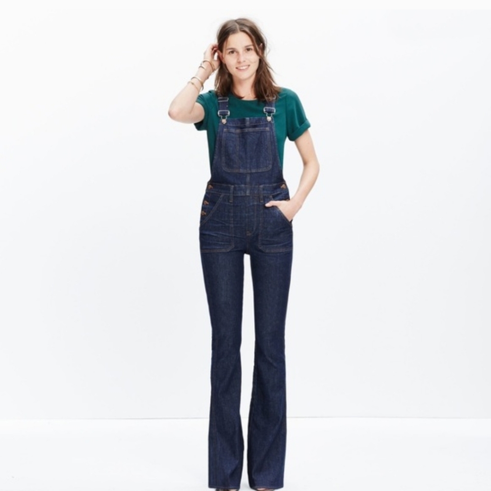Madewell Women's Dark Blue Flare & Wide Leg Overalls